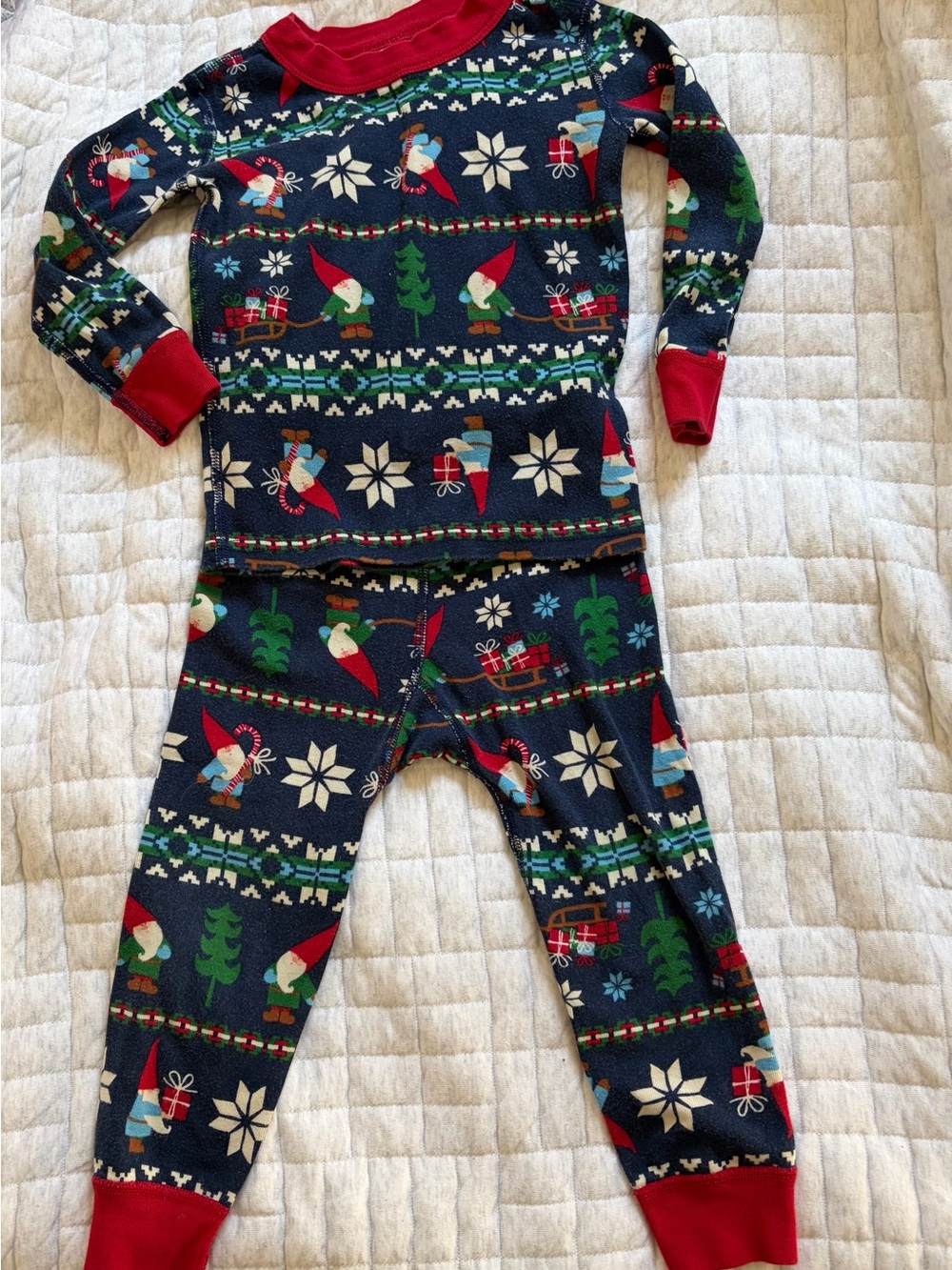 Hanna Anderson Kids Holiday Gnome Pajama Set - Navy & Red